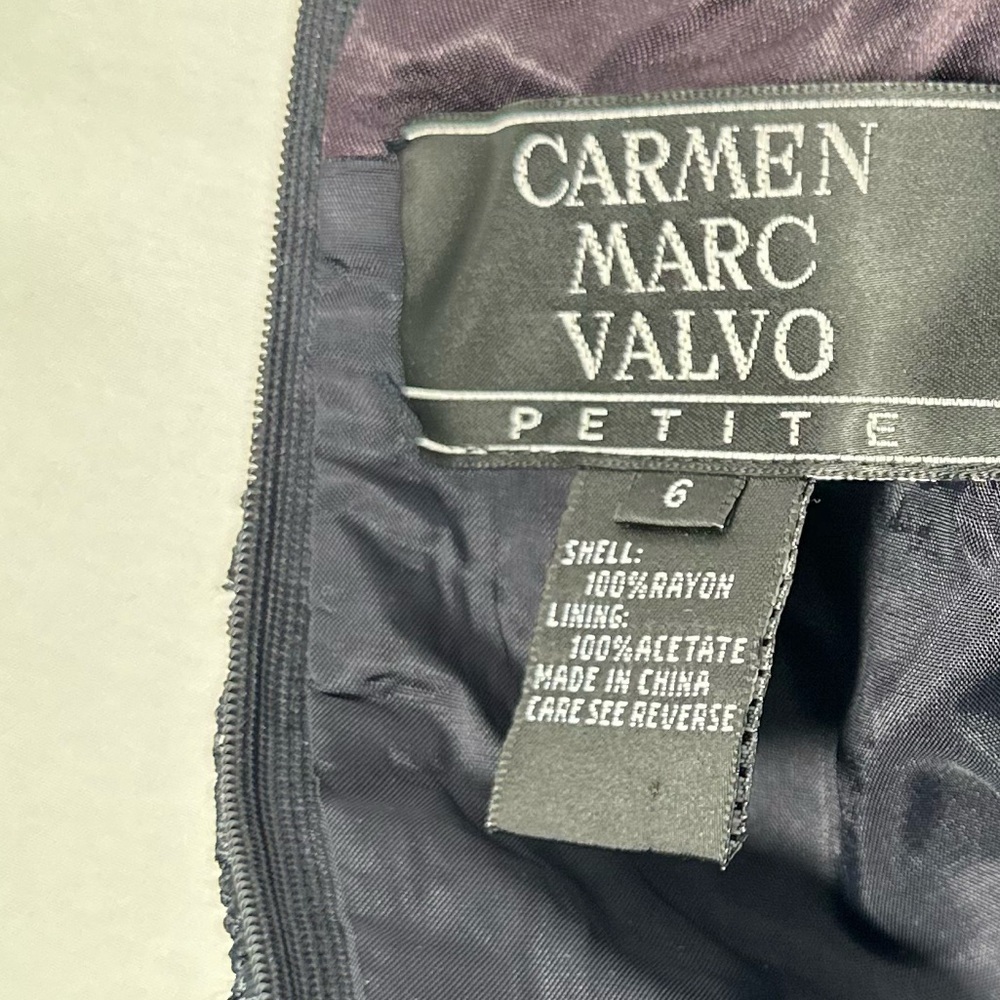 HTF Carmen Marc Valvo Petite beaded blue short-sleeve formal top, size 6 - Picture 3 of 16